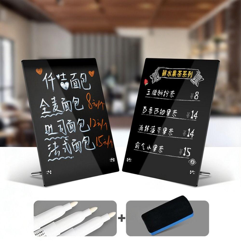 Acrylic Desktop Message Board Vertical with Metal Bracket Advertising Display Board DIY Desktop Stand
