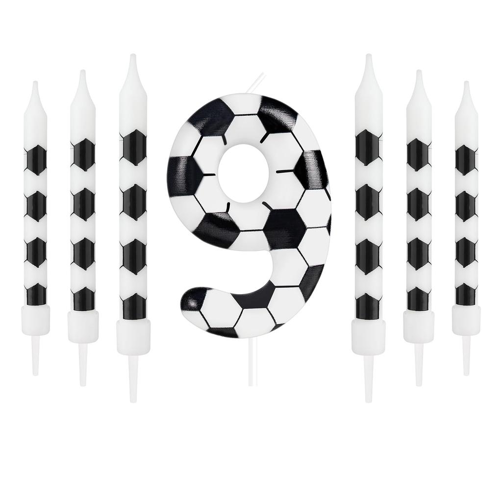 8 Pcs Birthday Candles Football Soccer Sport-Theme Party Decorations, Birthday Cake Candles for Boys Girls Kids Party Supplies