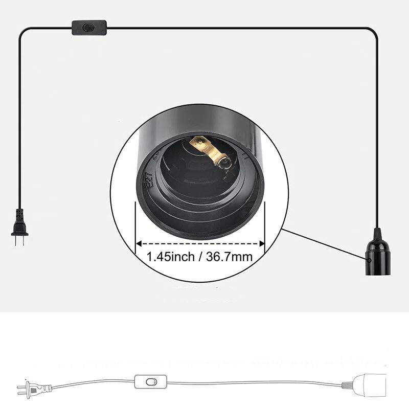 EU Plug1.8m 3m 5m Power Cord Cables E27 Lamp Base Holder With Switch Wire For Crawling pet Brooder Heating Spiral Light Socket