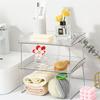 Foldable Transparent Double Desktop Acrylic Shelf Cup Rack Kitchen Bathroom Cosmetic Sundry Shelf