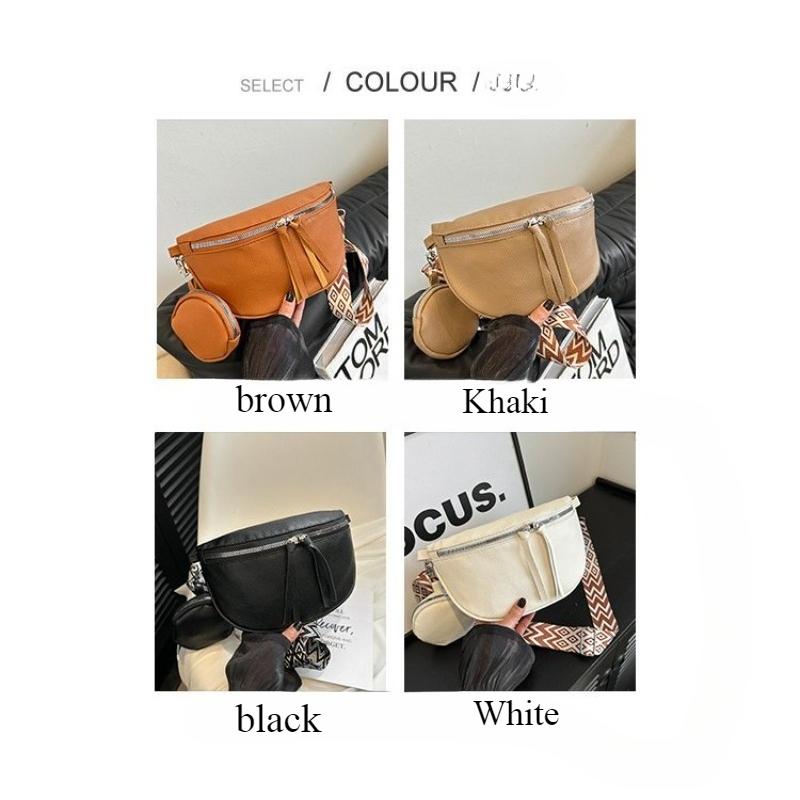 2026Casual Solid Color Commuter Bag Simple Western Style Street Style Fashi Crossbody Chest Bag Travel Waist Bag Two-piece Set