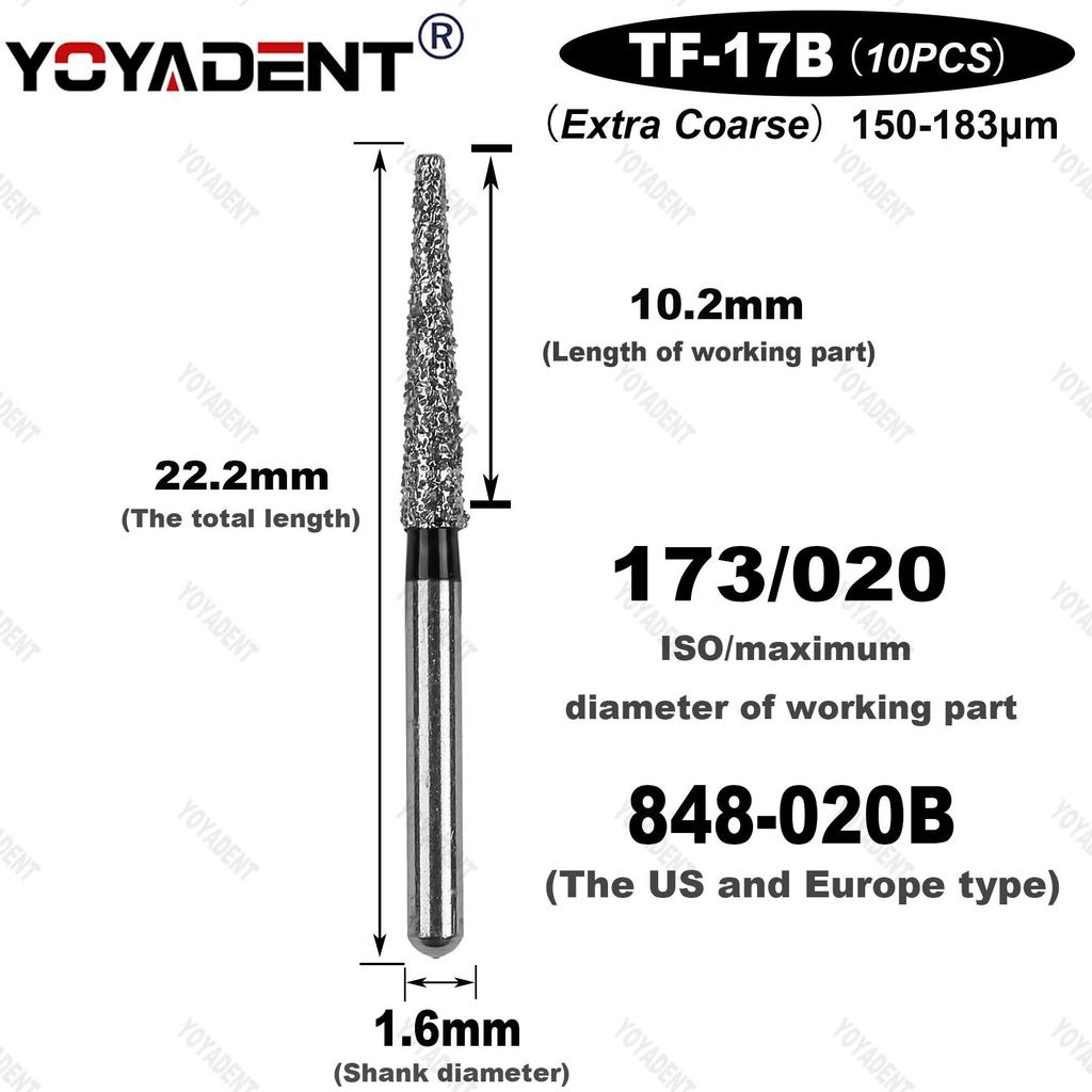 TF Type Extra Coarse Dental Bur Diamond Burs Dentistry Drills Dia.1.6mm For High Speed Turbines Dentist Grinding Tool 10pcs/Pack
