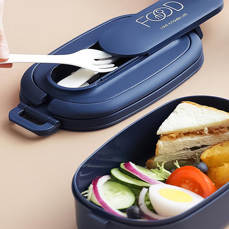 Cutie de prânz la cuptor cu microunde pentru adulți, recipient pentru picnic, pentru școală, cutie de prânz portabilă japoneză Bento pentru copii, cutie de prânz drăguță Kawaii