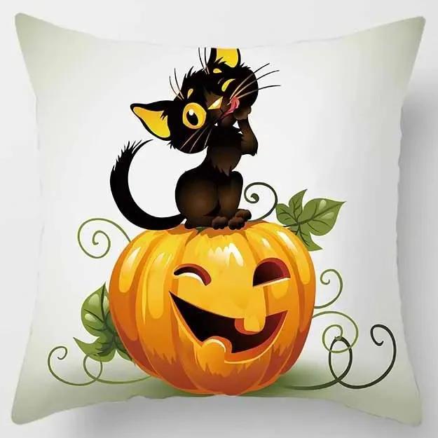 Taie d'Oreiller Décorative À Motif De Citrouille, Lanterne, Chat, Horreur, Halloween, Pour Bureau, Salon, Canapé, Voiture