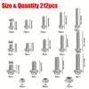 212-piece Stainless Steel Heavy-duty Hex Bolt and Nut Kit, M5/M6/M8, Suitable for Home Maintenance and Industrial Equipment.
