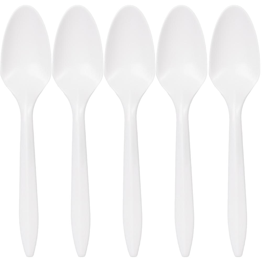 50-5Pcs Disposable Tableware Biodegradable Plastic Soup Spoons Fork Knife for Parties Lunches Picnics Desserts or Appetizers