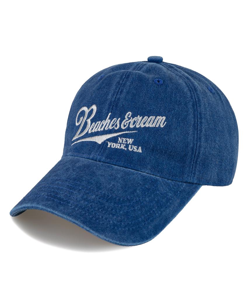 Bichiseuaenkeulim New York Usa Stone-Washed Ball Cap-Blue