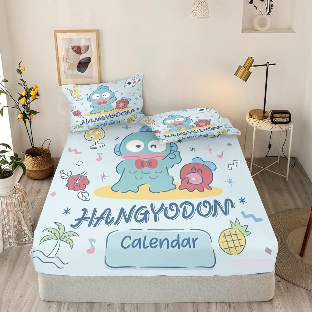 Cartoon Fitted Sheets King Size Hangyodon Bedding Set Quilt Cover Children'S Printed Polyester Covers