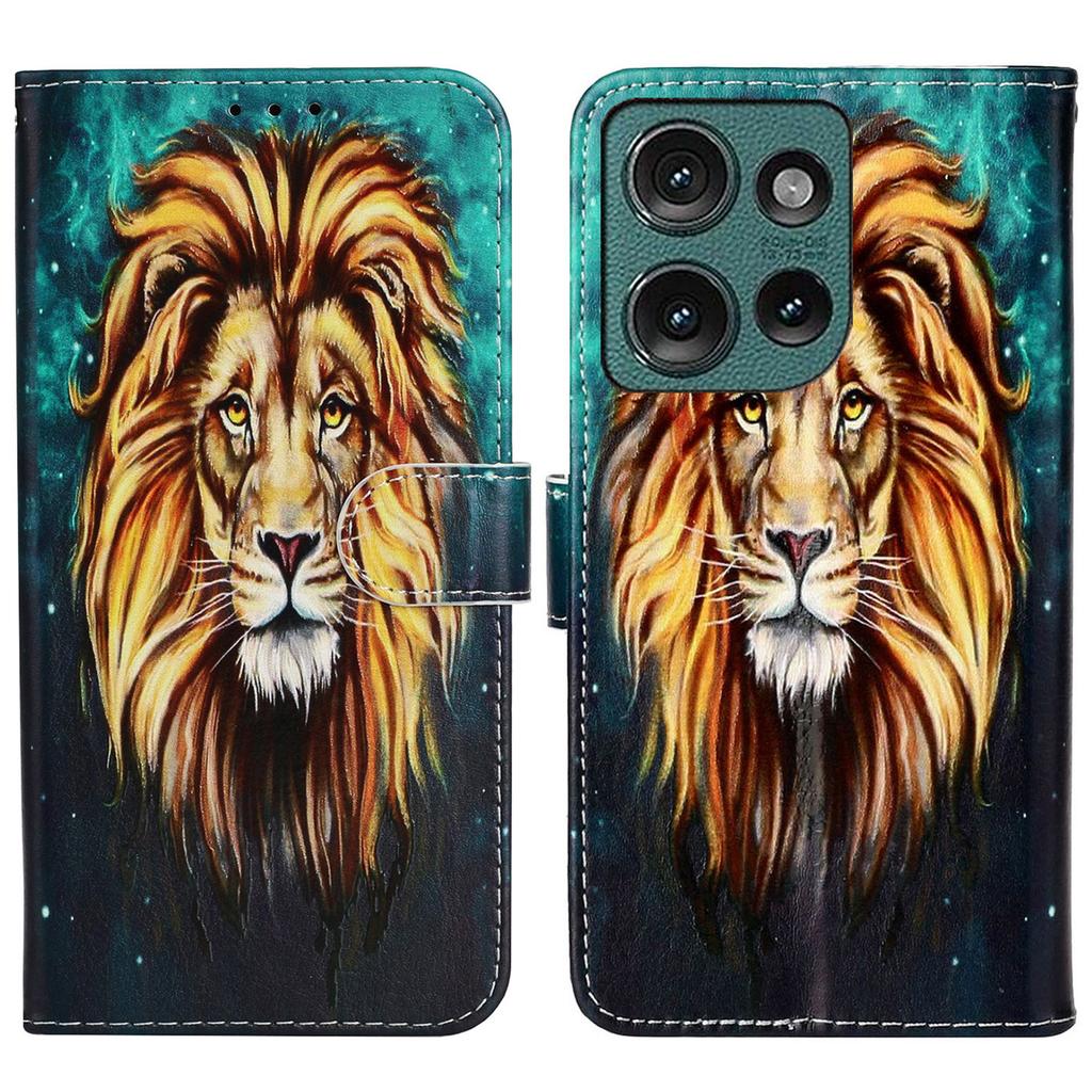 For Motorola Edge 50 5G Case Pattern Leather Wallet Phone Cover with Card Holder