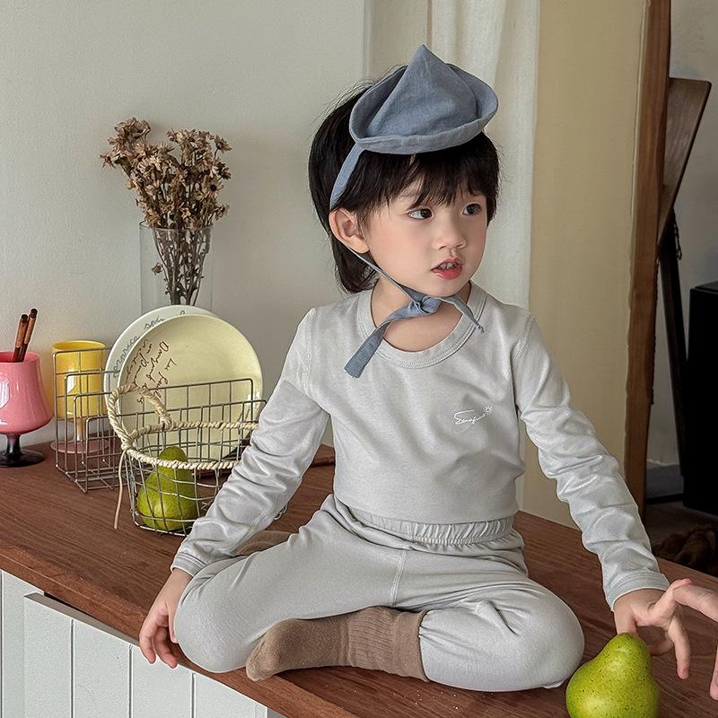 Kids' Lightweight Cotton Underwear Set - Autumn/Winter Pajamas for Elementary Students
