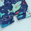 Kleinkind Jungen Rashguard Badeanzug mit Hut 2-teiliges Set Fisch Hai Muster Reißverschluss Langarm Rundhalsausschnitt Baby Jungen Bademode