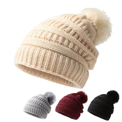 Hairball Wool Hat Women's Autumn and Winter Fashion Twist Knitted Hat Thickened Warm Cover Hat