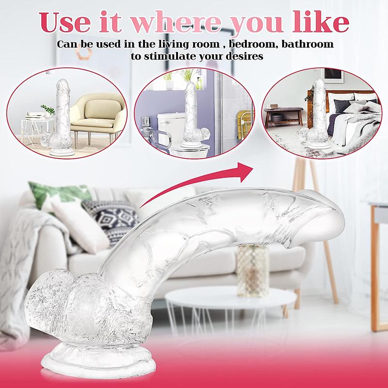 Big Crystal Jelly Realistic Clear Dildo Suction Cup Huge Transparent Penis Dick Anal Product Sex Toys For Woman Lesbian Adult