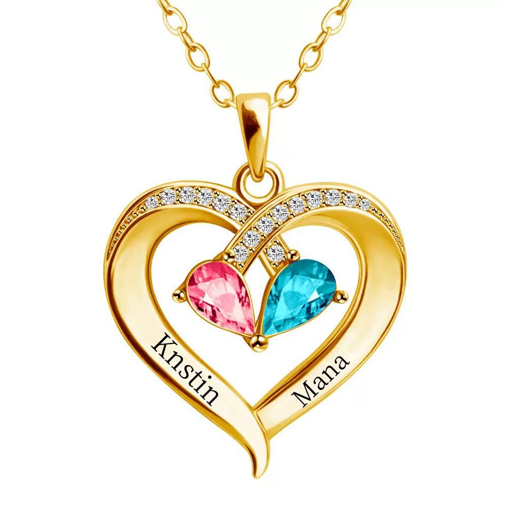 New Two-Color Water Drop 12 Zodiac Heart Necklace: Custom Engraved Jewelry Gift