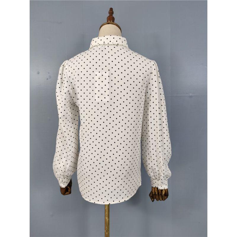 Export In Summer New Arrival French Style Temperament High Quality Smooth Satin Comfortable Long Sleeves Print Work Clothing All-Matching Shirt