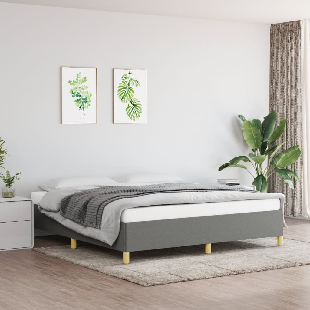 Vidaxl Bed Frame Without Mattress, Dark Gray, 160X200 Cm, Upholstered