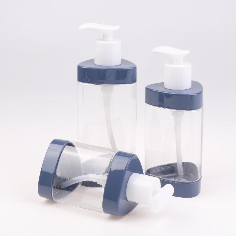 1Pcs Plastic Press Empty Shampoo Bottle High-Capacity Refillable Travel Portable Container Shower Gel Bottle Transparent