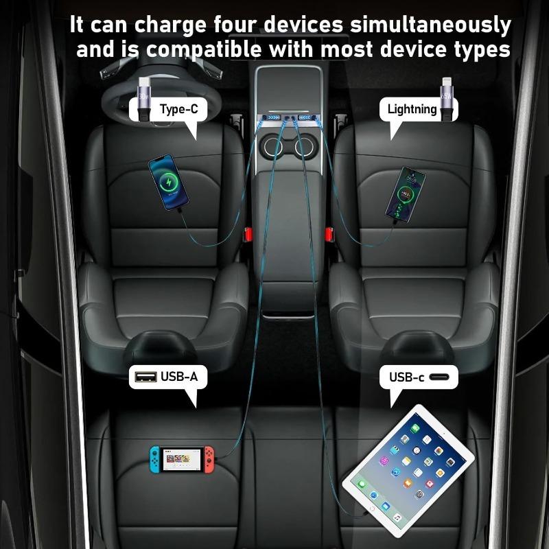 Phone Charger Fast Charging Docking Station For Tesla Model Y Juniper 2026 Model 3 Highland Retractable Center Console USB Hub