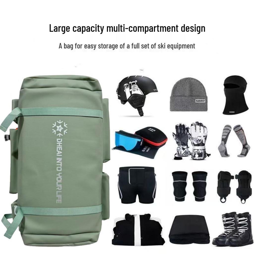Waterproof Ski Backpack with Board Holder, Large Capacity & Separate Shoe Compartment