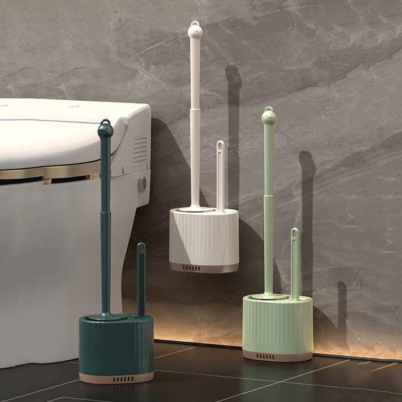Silicone Wall Mount Toilet Brush Set Quick Dry Drain Base Efficient Gap Cleaning for Bathroom Use