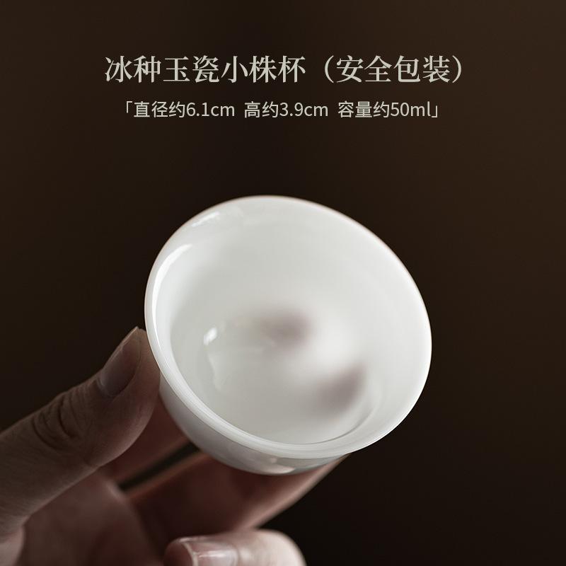 

2pc/set Handmade Ice Seed Jade Porcelain Teacup Small White Photopermeability Cup Master Cup Meditation Cup Kung Fu Teaset 50ml