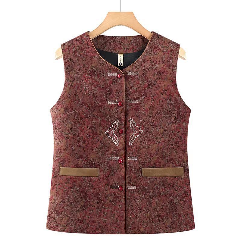 Grandma's Spring Fashion Vest: Stylish Chinese Waistcoat for Middle-Aged & Elderly Women, Perfect Autumn Wear for 60+