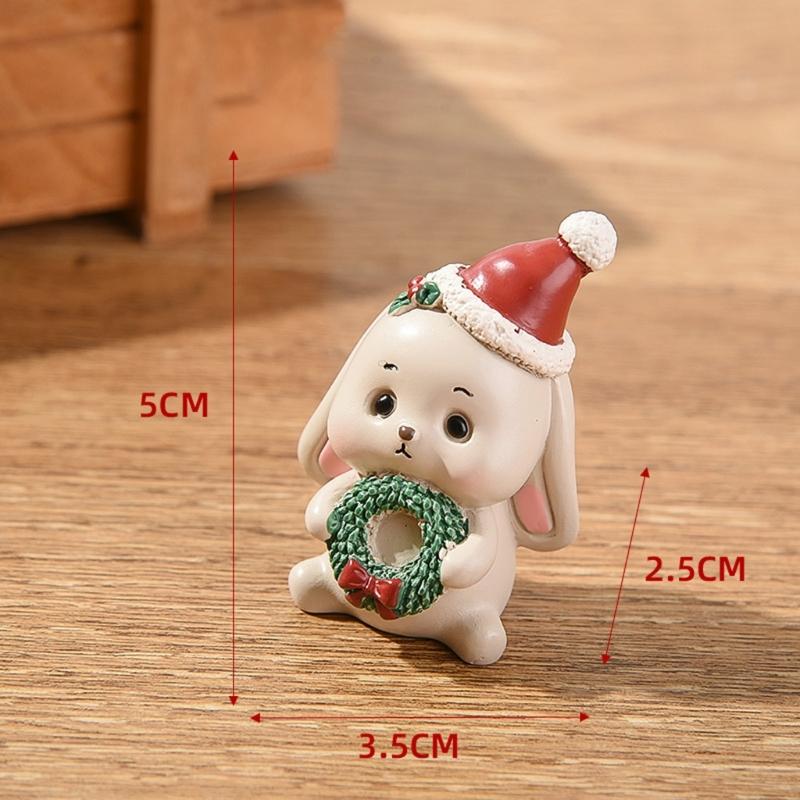  Hand Carved Christmas Resin Animal Figurines Durable Home Decorations