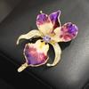 Sparkling Iris Flower Brooch Jewelry Plants Badge Luxury Enamel Lapel Pin  Gift