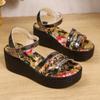 Fashion Plus Size 2025 Platform Women's Buckle Strap Sandals Summer Wedges Mixed Colors Weave Sandals for Hot Sale Daily Casual Shoes