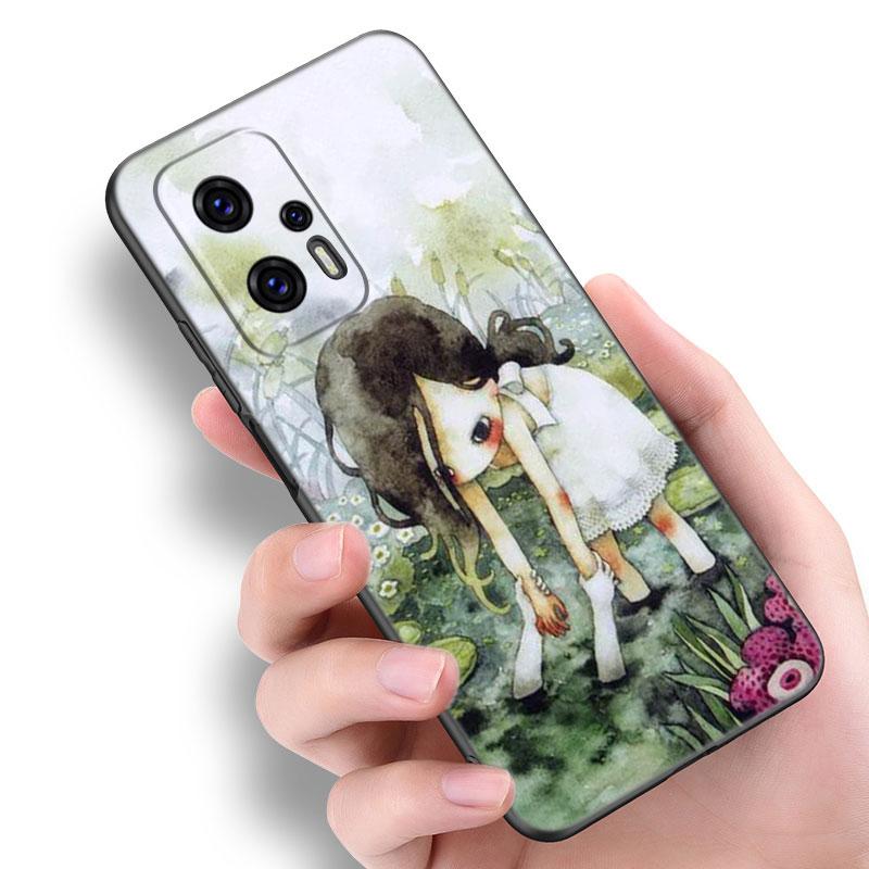 Aya Takano Konst Telefonskal För Xiaomi POCO F2 F3 M2 M3 M4 X3 X4 Pro NFC F4 GT 5G F1 X2 C3 C31 C40 M5S Mjuk TPU Svart Skal