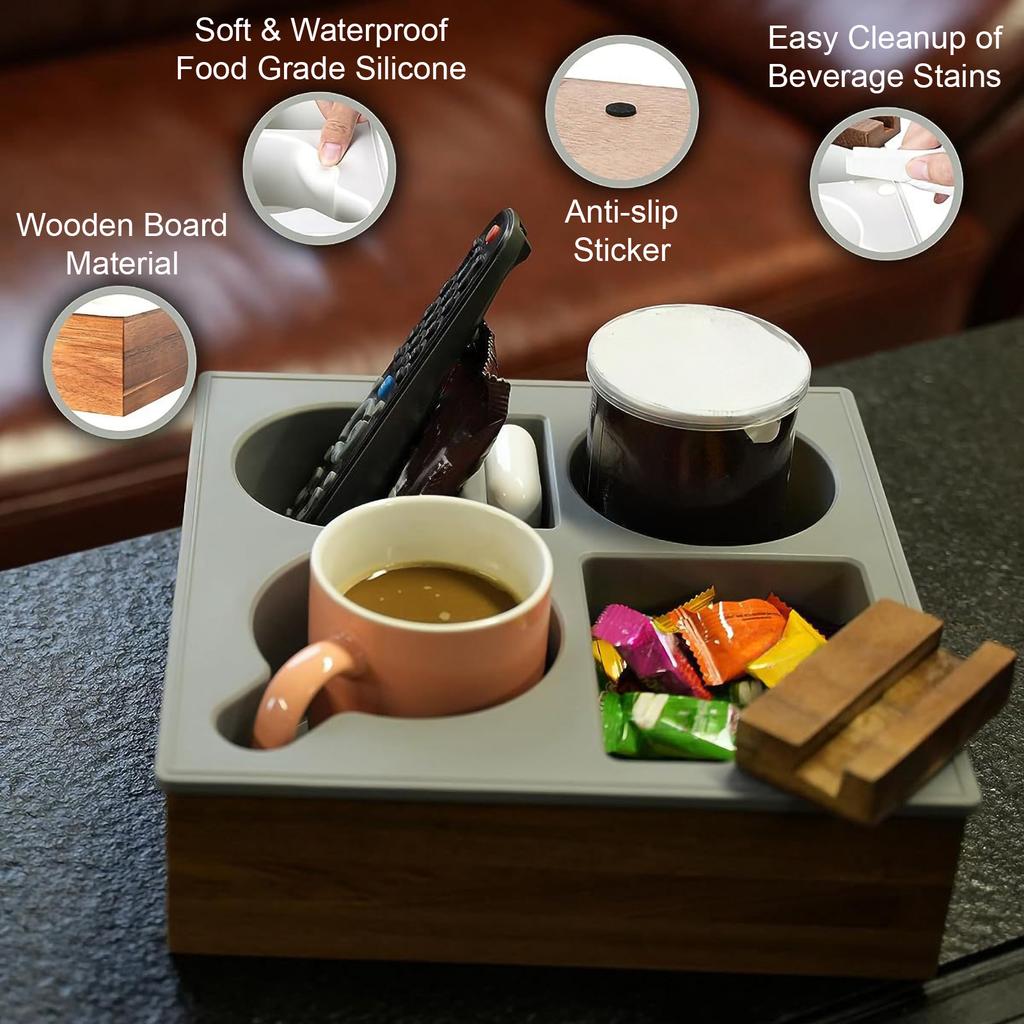 Car Home Wooden Storage Rack Fruit Water Cup Tray Multifunctional Living Room Organizer Bedroom Snack Drink Storage Stand Shelf