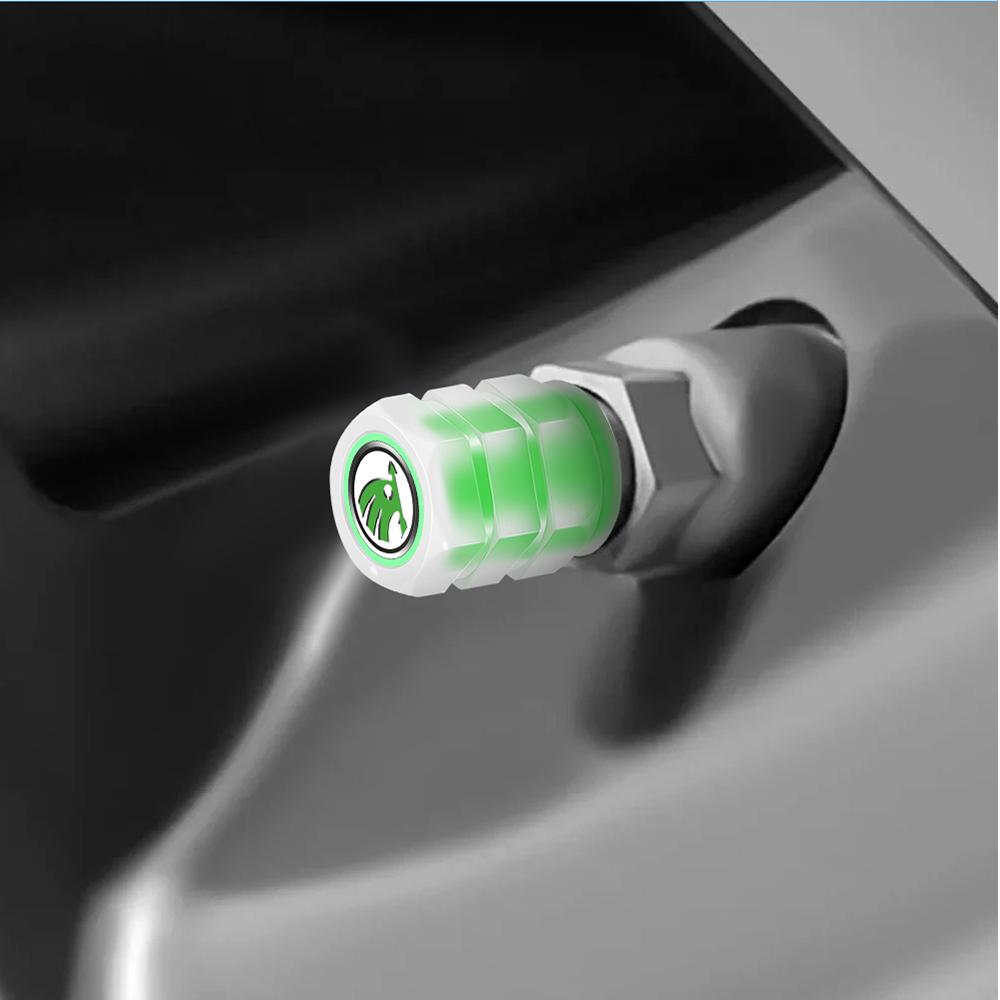 BYCP2 4pcs Fluorescent Valve Cover Decor Car Moto Dust Cover Accessories For Skoda Yeti Octavia 2 3 a5 Fabia Kodiaq Rapid Karoq Superb