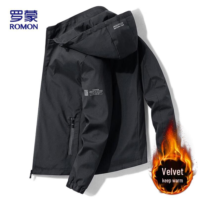ROMON Men's Hooded Business Casual Jacket