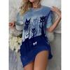Kleine Katzenkrone / Bedrucktes Langarm-T-Shirt / Kurzärmeliges Nachthemd mit Trägern / Nachtwäsche zum Ausgehen und für Zuhause