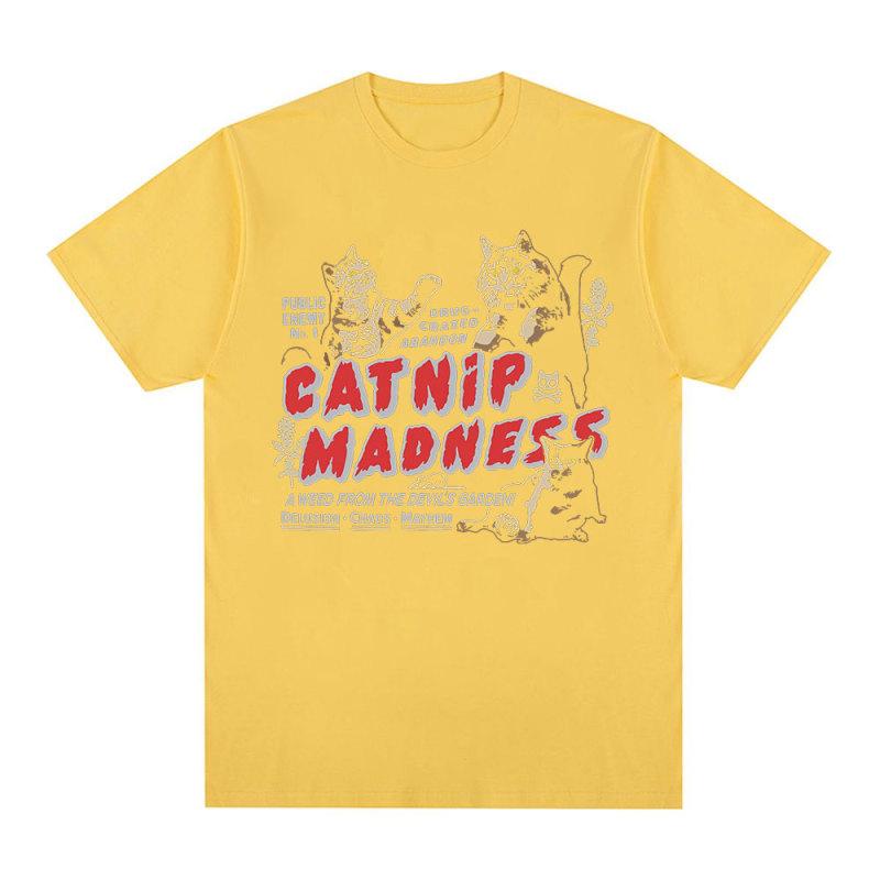 Tričko roztomilé zvíře Catnip Madness Kreativní design Legrační kočka Trička s krátkým rukávem Muži Ženy Móda Bavlna Trička nadměrné velikosti
