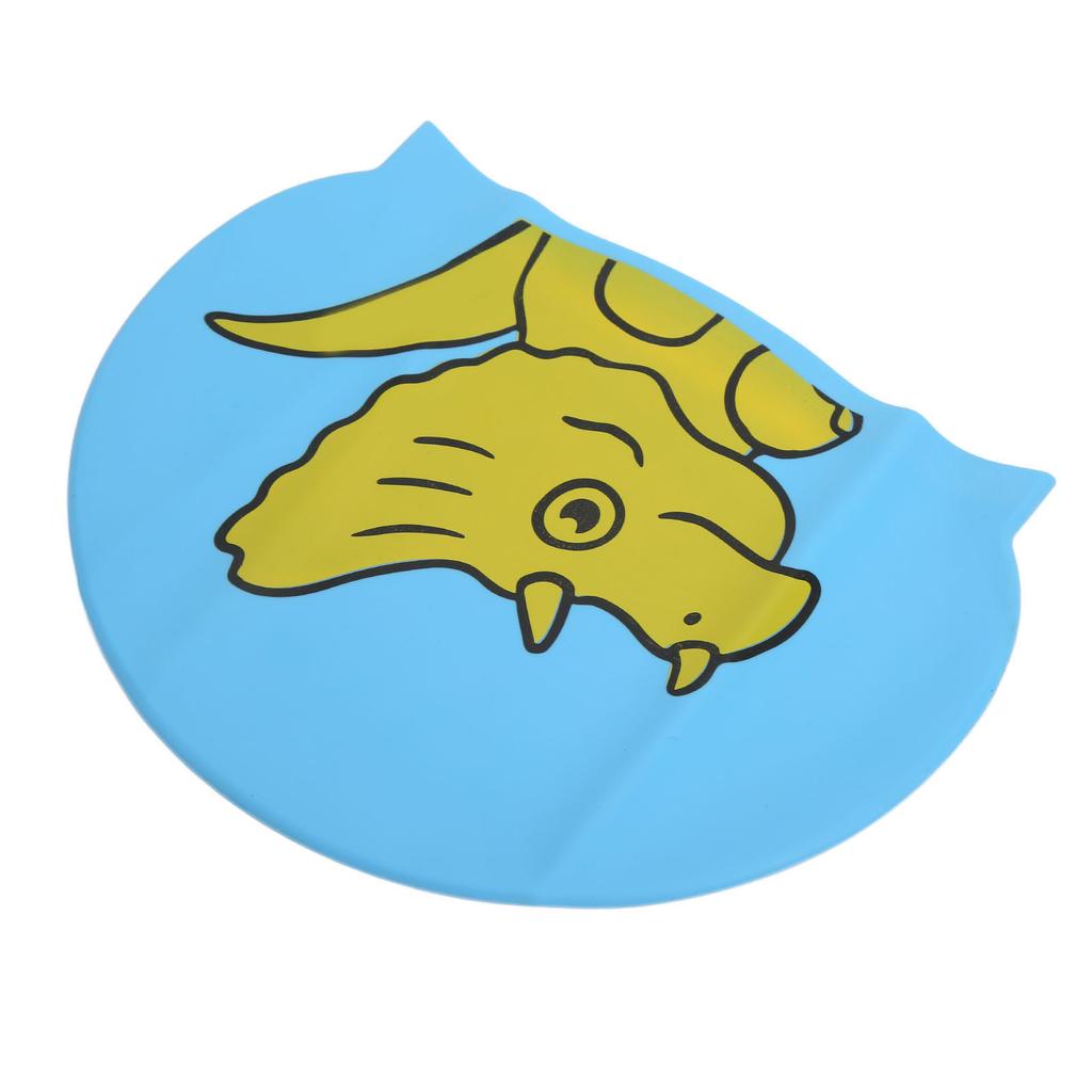 Cartoon Animal Kids Silicone Swimming Cap 3D Ear Protection Swim Cap for Short Long Hair Boys GirlsBlue Dinosaur