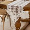 Table Runner Decorative Tulle Tablecloth with Tassel Banner Handcrafted Elegant Lace Strip Cloth for Dining Table Coffee Table TV Cabinet