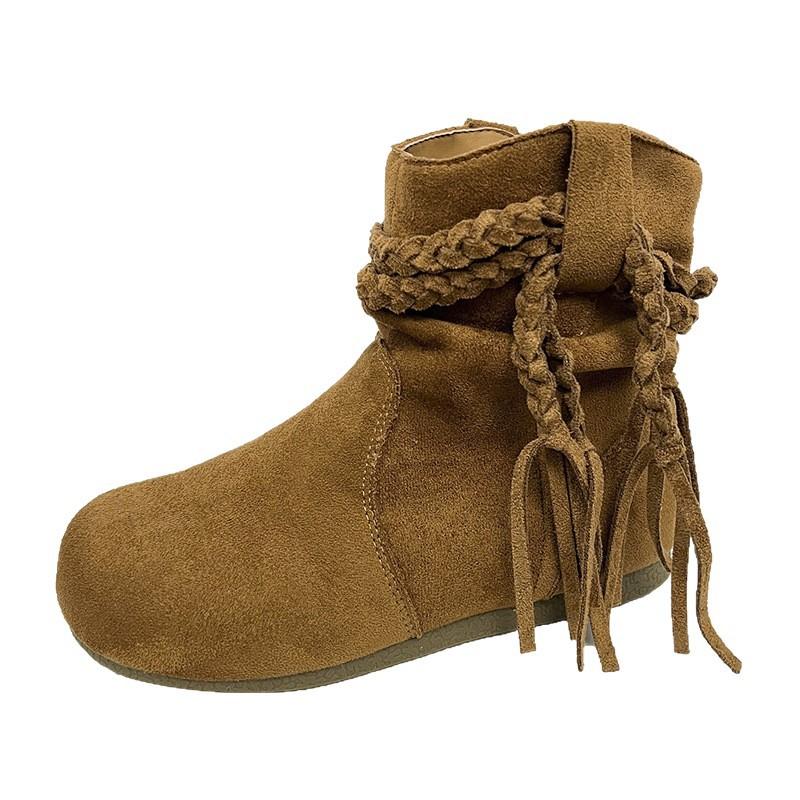 Retro fringed Martin boots women's 2025 autumn new fashionable versatile flat-bottomed sports and leisure lightweight breathable short boots