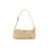 Re-Nylon 2002 Enamel Metal Triangle Logo Zipper Closure Recycled Nylon And Glossy Leather Tote Shoulder Bag Women Bags Beige 1BC201_R789_F0F24