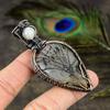 Prehnite, Moonstone Gemstone Copper Wire Wrap Jewelry Pendant 2.76"