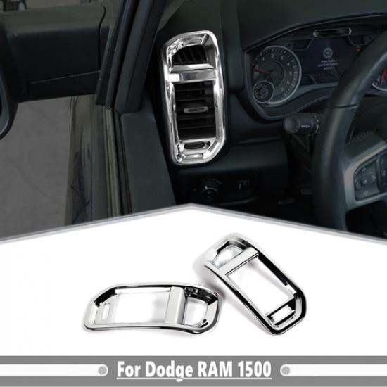 For Dodge Ram 1500 19-2025 Chrome Center Console Side Air Vent Outlet Cover Trim