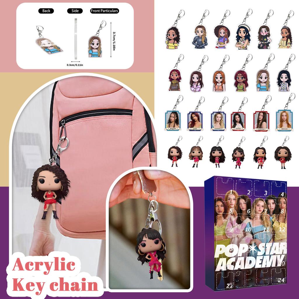 2D Akryl Platt Mystery Box, Innehållande 24 Hängen, Perfekt Som En Julklapp.