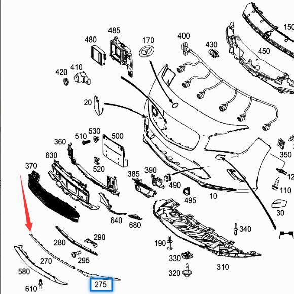 Matte Front Bumper Center Trim for Mercedes-Benz CLA200/CLA260 W117