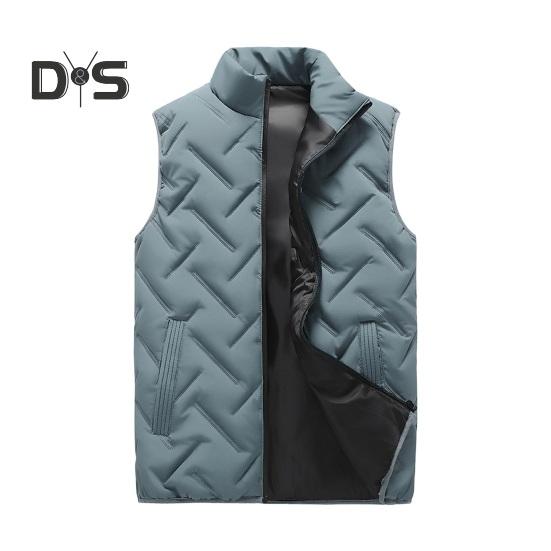 

Мужской жилет, пальто с воротником-стойкой, без рукавов, застежка-молния, зимний жилет, верхняя одежда с карманами, однотонное утолщенное хлопковое пальто с подкладкой XXXXXL зелёный