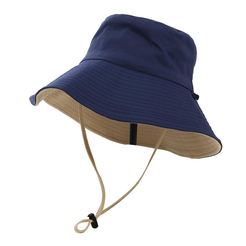 Simple Bucket Hat Women's Solid Color Double-sided Big-brimmed Sun Hat Tide Outdoor Sun Hat Foldable Basin Hat