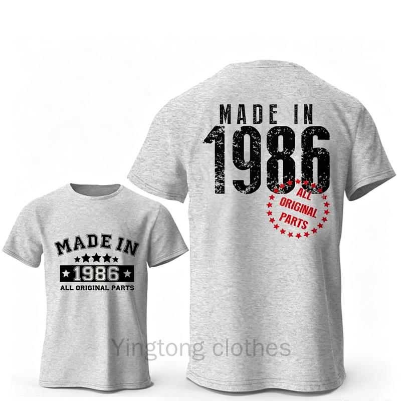 T-shirts Rétro pour Homme pour le 40ème Anniversaire: Fabriqué en 1986 Toutes les pièces d'origine Avant et 40 Édition Limitée Graphique Arrière T-shirts à Manches Courtes