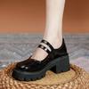 Retro Mary Jane small leather shoes women's shoes round head platform single shoes new large size shoes-4