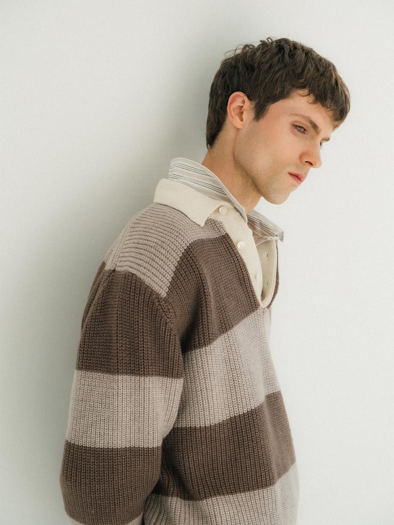 Pokeopeiseu Rugby Sweater Beige/Brown