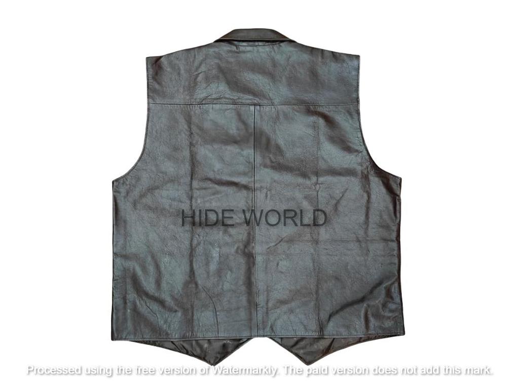 Men Lambskin Leather Waistcoat Western Vest Coat Classic Handmade  Brown Button