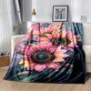 1pc Sunflower Printing Lightweight Flannel Blanket, Comfortable and Warm Blanket, for Camping Sofa Bed and Couch Office, Gift